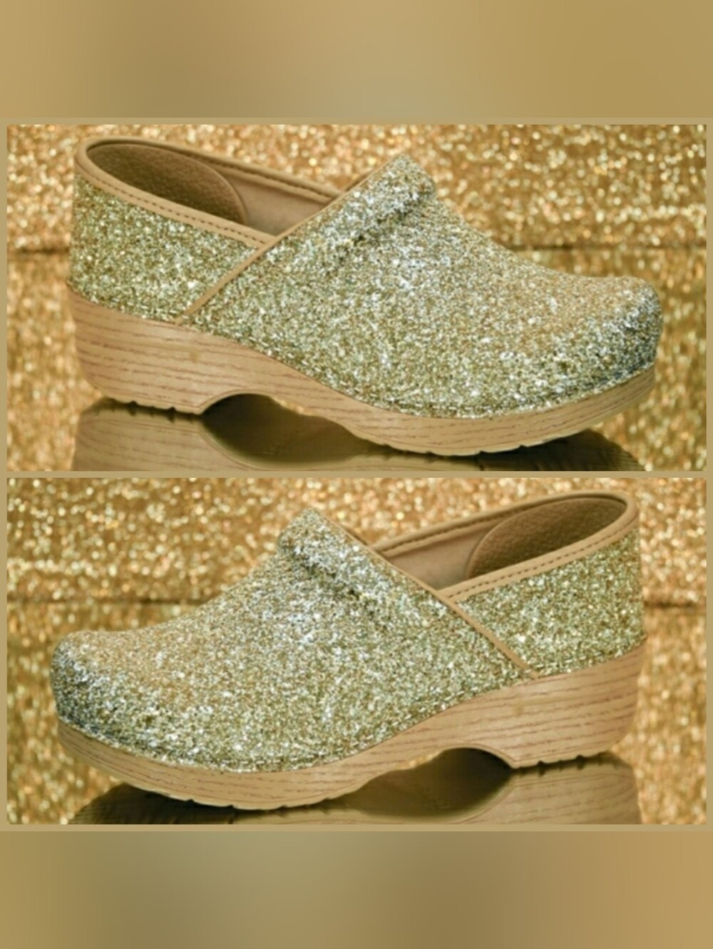 Champagne Dansko Pro Glitter Clogs Sparkling Festive🌟Playful Flirty Boho Chic🌙 - Picture 7 of 11